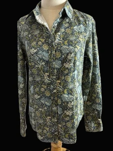 Talbots Haberdashery Classic Green Floral Paisley Fitted Blouse Size 8 - Picture 1 of 13