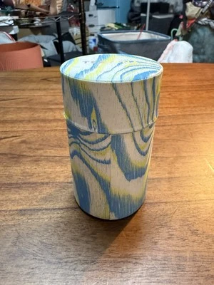 Teavana Blue & Yellow Patterned Tea Tin – Decorative Storage Canister - Image 1 of 4