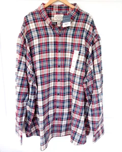 Neu mit Etikett St John's Bay Herren 5XLT Flanellhemd blau & rot Langarm geknöpft Baumwolle - Bild 1 von 6