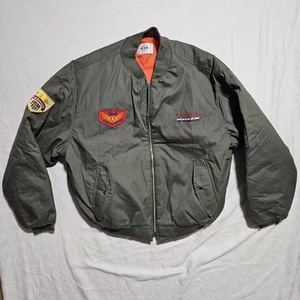 Vintage Budweiser Military Bomber Jacket King Of Beers Made In USA - Picture 1 of 11