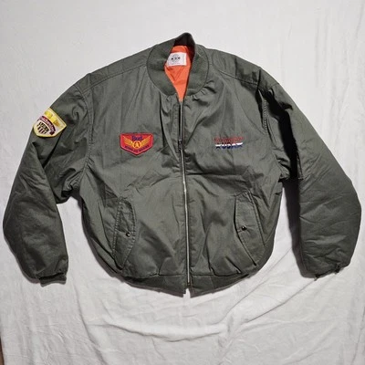 Vintage Budweiser Military Bomber Jacket King Of Beers Made In USA  - Image 1 of 4