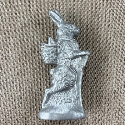 Primitive Bunny Rabbit Chocolate Easter Tier Tray Decor Farmhouse Resin 9" - Image 1 of 4