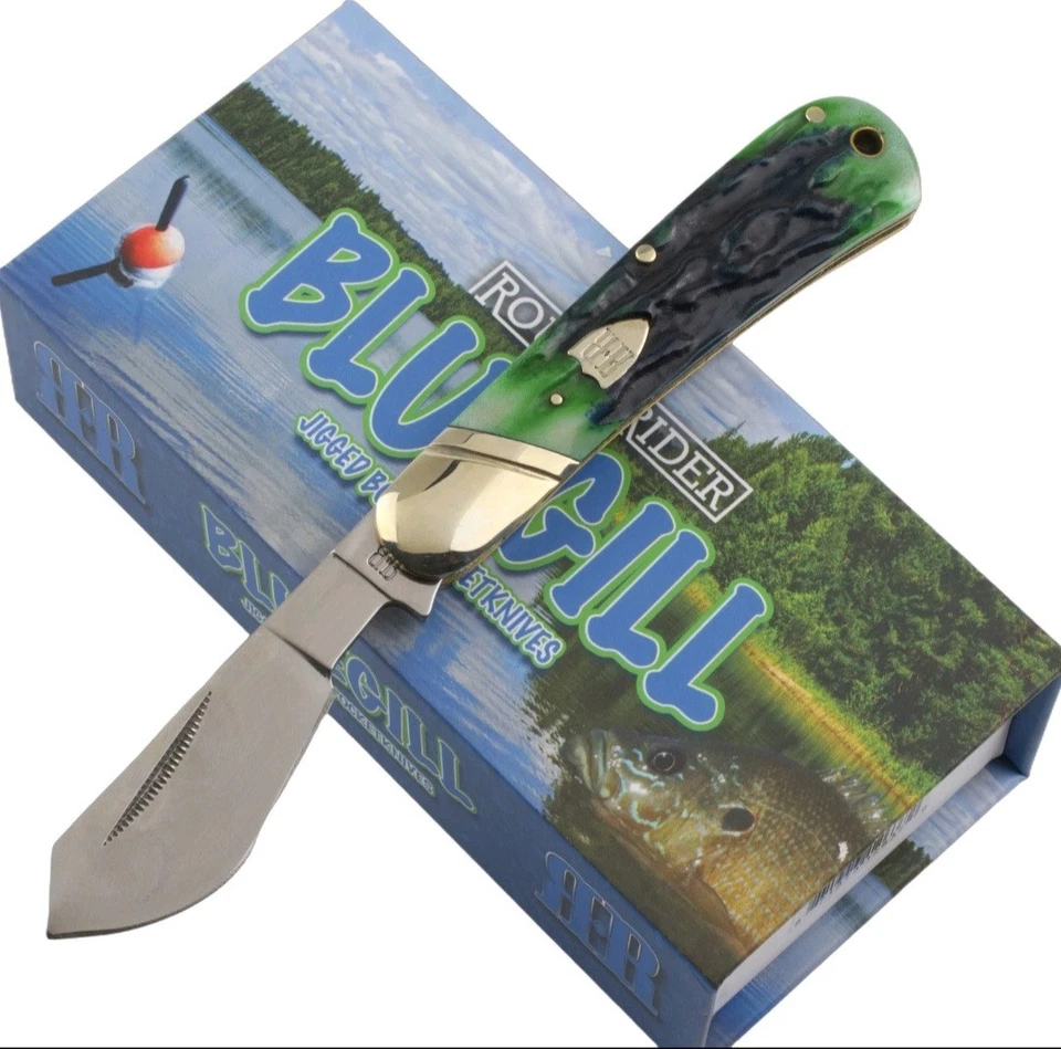 Navaja de bolsillo plegable Rough Ryder Bluegill algodón sampler RR2637 azul verde Foto 1 de 1