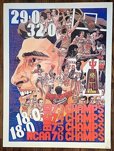 VINTAGE 1976 Indiana University Hoosiers Basketball NCAA CHAMPS Poster! - Picture 1 of 4