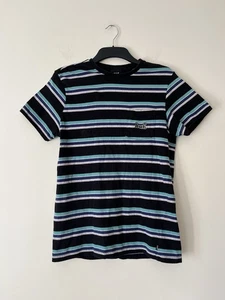 Men’s HUF Black and Blue Striped Pocket Tee T-Shirt Top Size Medium - Picture 1 of 6