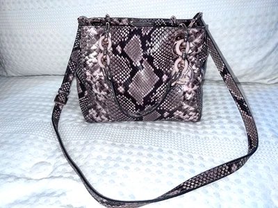 MICHAEL KORS Cynthia Shoulder Bag Brown Python Embossed Leather Chain Strap - Image 1 of 4