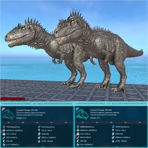 Carcharodontosaurus Mating Pair - 1005% Melee | Solid Black - Ark Ascended PVE - Picture 1 of 2