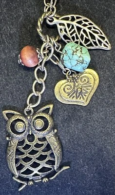 Collar Claire’s Vintage Búho Filigrana Cuentas y Turquesa Dije 22” Tono Dorado Ajustable Foto 1 de 4