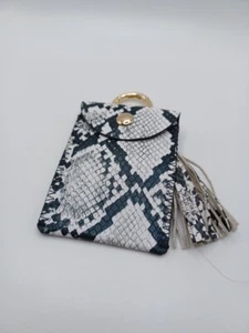 Snake Print Card Wallet Key Ring Keyring Bag Keychain - Picture 1 of 3