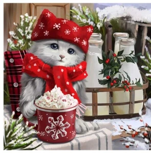 Weihnachten Diamond Painting Full Drill Stickerei Kreuzstich Kits Xmas Katze  - Bild 1 von 4