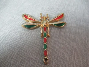 Libelle Anstecknadel - Silber, Gold & bunte Emaille - ca 50er Jahre - 21 187 - Bild 1 von 9