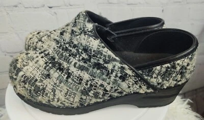 Профессиональные черные/серые твидовые датские сабо Sanita, размер 38 США 6,5-7 - Изображение 1 из 4