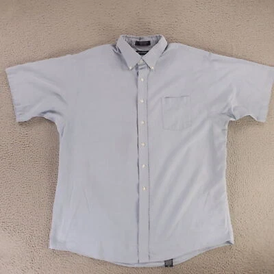 Camisa Oxford De Colección Para Hombre 2XL 18 18.5 Azul Mezcla Algodón Abotonada Manga Corta Foto 1 de 4