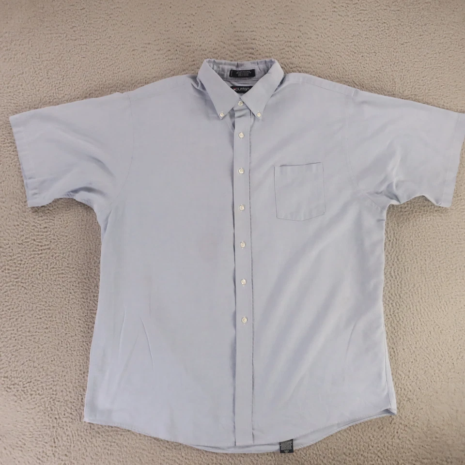 Camisa Oxford De Colección Para Hombre 2XL 18 18.5 Azul Mezcla Algodón Abotonada Manga Corta Foto 1 de 4