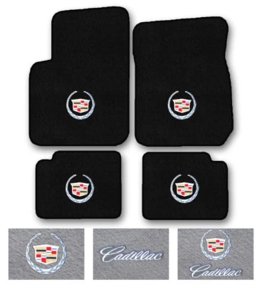 4pc Carpet Floor Mat Set for 2000-2005 Cadillac DeVille - Choose Logo & Color - Image 1 of 4