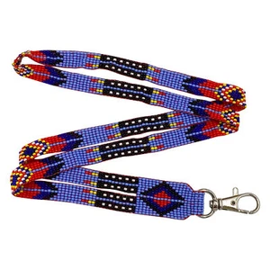 Cordino fatto a mano con perline blu rosso design sud-ovest porta documenti - Foto 1 di 2