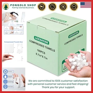 Portable Compressed Towel Tablets 100pcs Reusable Waterproof Travel Towels - Picture 1 of 8