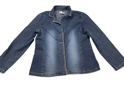 Vintage A.M.I. Jean Jacket Women Large Blue Denim Button Front Stretch Western - Image 1 of 4