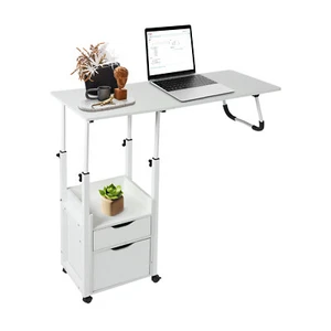 Height Adjustable Over-Bed Table with Wheels, Movable Bedside Desk - Picture 1 of 21