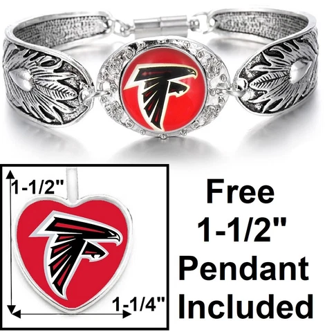Free Pendant Gift With Atlanta Falcons Women's Sterling Silver Bracelet D3F Cover