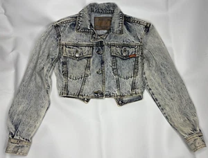 Vintage Jordache 80er 90er Denim Cropped Small Jacke 9/10 Rock Acid Wash Schleifen - Bild 1 von 17