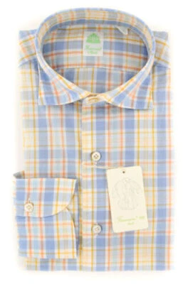 Finamore Napoli Orange Plaid Shirt - Extra Slim - (FN17613) - image 1 of 4