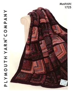 Mitered Square Afghan Knitting Pattern - Plymouth Yarn Co #1725 Galway Mushishi - Picture 1 of 2