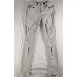 KIIND OF Women's Stretch Denim Grey Distressed jeans Pants Size 28 Sexy Skinny - Picture 1 of 10