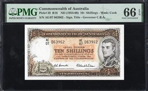 Australia 10 Shillings P29 R16 1954-60 Coombs Wilson PMG66 Gem UNC EPQ 2ND BEST - Bild 1 von 3