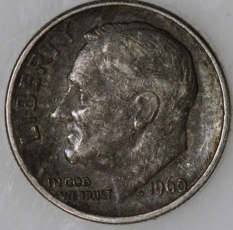 * 1960-P Roosevelt Dime 90% Silver, As Shown Cover