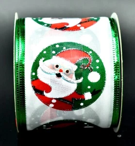 Santa Claus Ribbon,Speckled Santa Claus,Green Cameo,Snowflakes,2.5 x12ft,Jo-anns - Picture 1 of 2