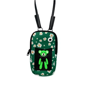 Borsa a tracolla in cotone Little Bear verde - Foto 1 di 2