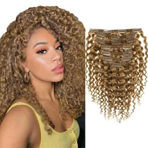 Lacerhair clip in 16" extensions Jerry Curl #27 Strawberry Blonde - Picture 1 of 6