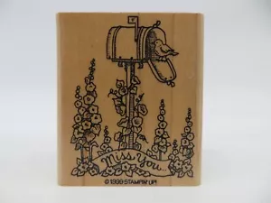 Rubber Stamp 1999 Stampin' Up! MISS YOU... mailbox flowers bird - Picture 1 of 4