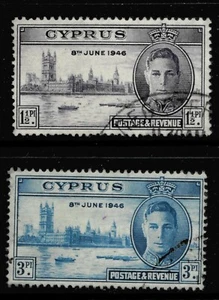 KING GEORGE VIth VICTORY STAMPS. CYPRUS SG164-165. USED. - Picture 1 of 1