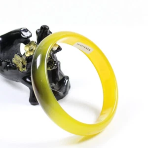 69mm Certified Yellow Green Natural Agate Chalcedony Jade Bangle j7274 - Picture 1 of 11