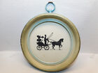 Silhouette Horse and Buggy Wall Decor Round Frame 6”
