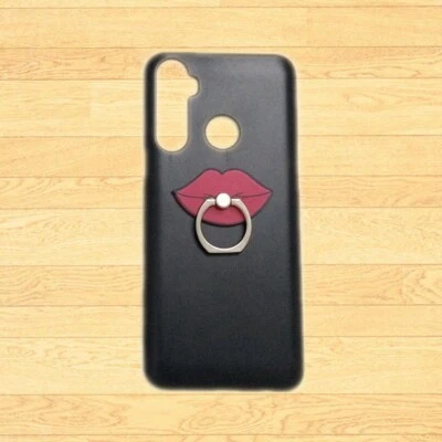 Cover For Phones 3D Cute Lips Finger Ring Stand Holder Black Back Hard Skin Case - Image 1 of 2