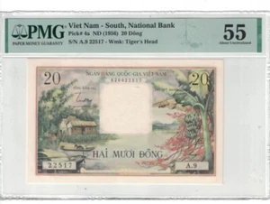 VietNam South 20 Dong 1956 Pick# 4a PMG: 55 About UNC. #PL2526 - Picture 1 of 2