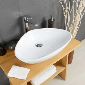 Keramik Aufsatzwaschbecken 59 cm oval weiss Keramikwaschbecken Bad Wohnfreuden - Bild 1 von 6