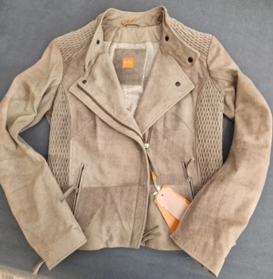 HUGO BOSS ORANGE*Damen Leder Jacke* Beige*Gr.40*aufwendig verarbeitet* NEU - Bild 1 von 4