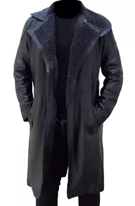 Blade Runner 2049 Ryan Gosling (Officer K) Fur Lapel Collar Trench Leather Coat - Picture 1 of 4