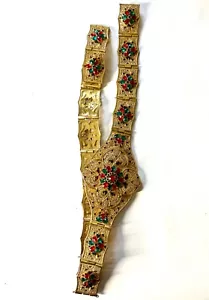 Replica Rococo style knighthood link panel floral belt gorgeous filigree enamel - Picture 1 of 9