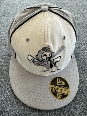 Burlington Bees New Era 59FIFTY MiLB Gorra de Béisbol 7 5/8 Buzz Bee Logo Gris EE. UU. Foto 1 de 4