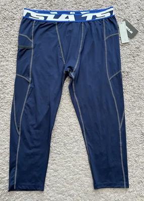 TSLA Men's Compression Tights Pants Baselayer Blue Bottom 2XL NEW - Image 1 of 4