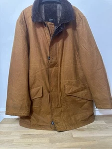 Wax Jacket By Stones Mens Size Large Lined with Cord Collar Country Side (1127) - Picture 1 of 9