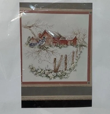 Cerca Janlynn 1993 punto de cruz contado rojo granero azul pájaro flores # 80207 Foto 1 de 4