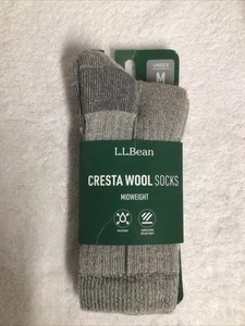 L.L.Bean Cresta Wool Midweight Hiking Socks Crew Platinum Women’s Sz M 7-9 NEW - Picture 1 of 3