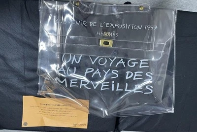 Hermes Kelly Vinyl Clear Handbag Beach SOUVENIR DE L'EXPOSITION Rare Japan PVC - Image 1 of 4