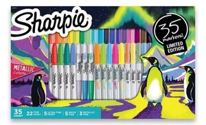 Sharpie 35pk Permanent Markers Fine Point and Ultra-Fine Point Multicolored - Picture 1 of 14